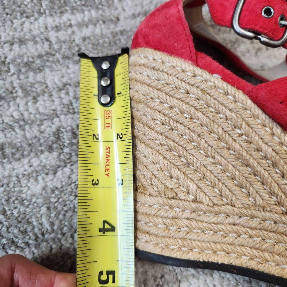 UGG Lauri espadrille platform wedge sandals red suede size 6.5 - Picture 11 of 11